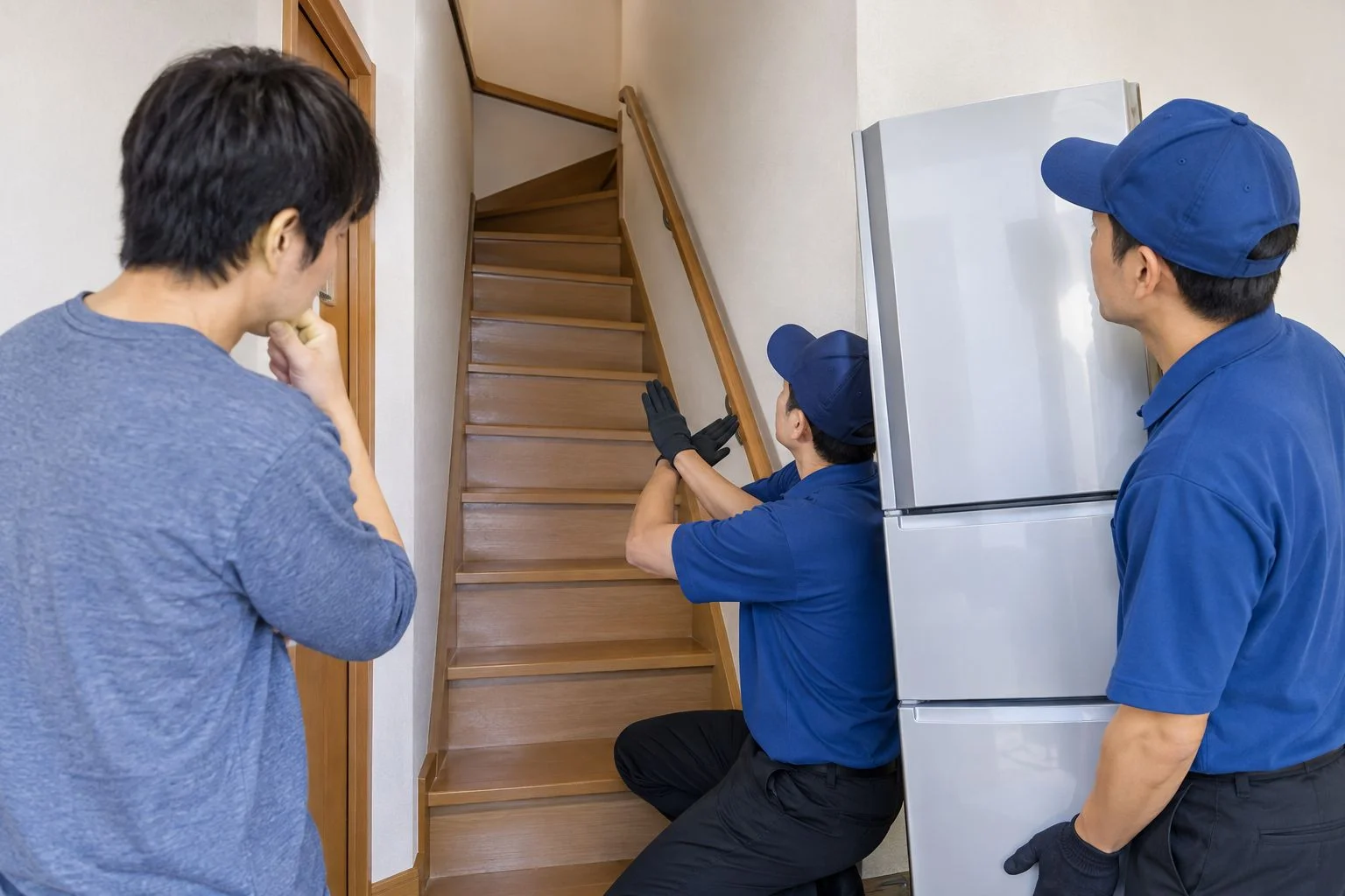 A narrow staircase inside a home